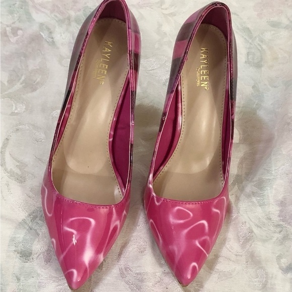 Kayleen by Los Angeles Pink Multi Man Made Patent High Heel Pumps size 9 - Picture 13 of 14